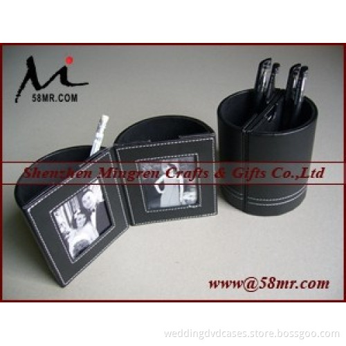 Wedding Leather Pen Holder with Photo Frame